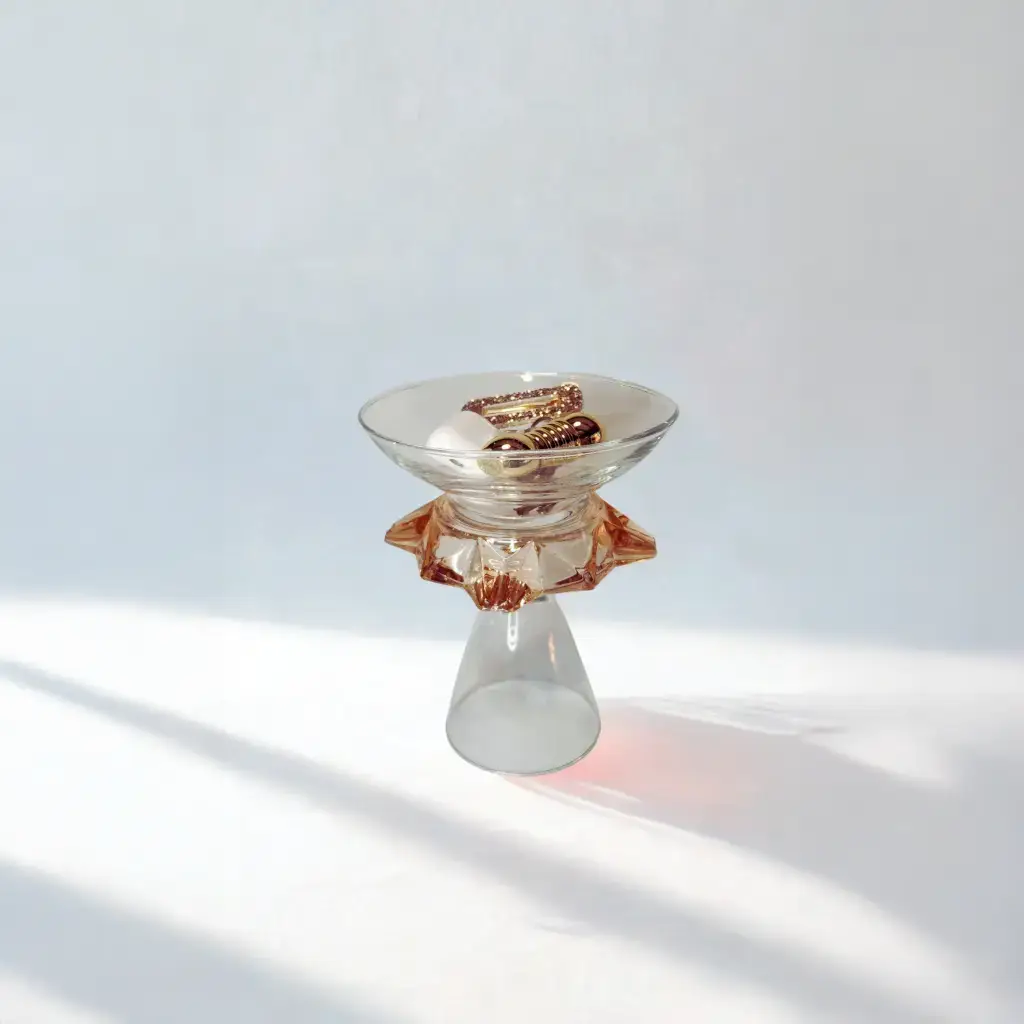 Édith – Vide-poche en verre rosé et transparent